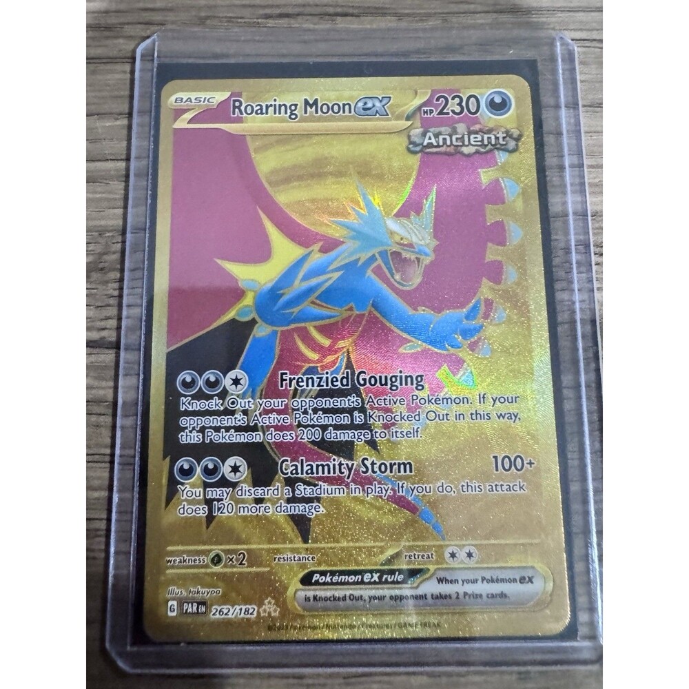 Roaring Moon ex 262/182 Paradox Rift Gold Pokemon Card Full Art Holo